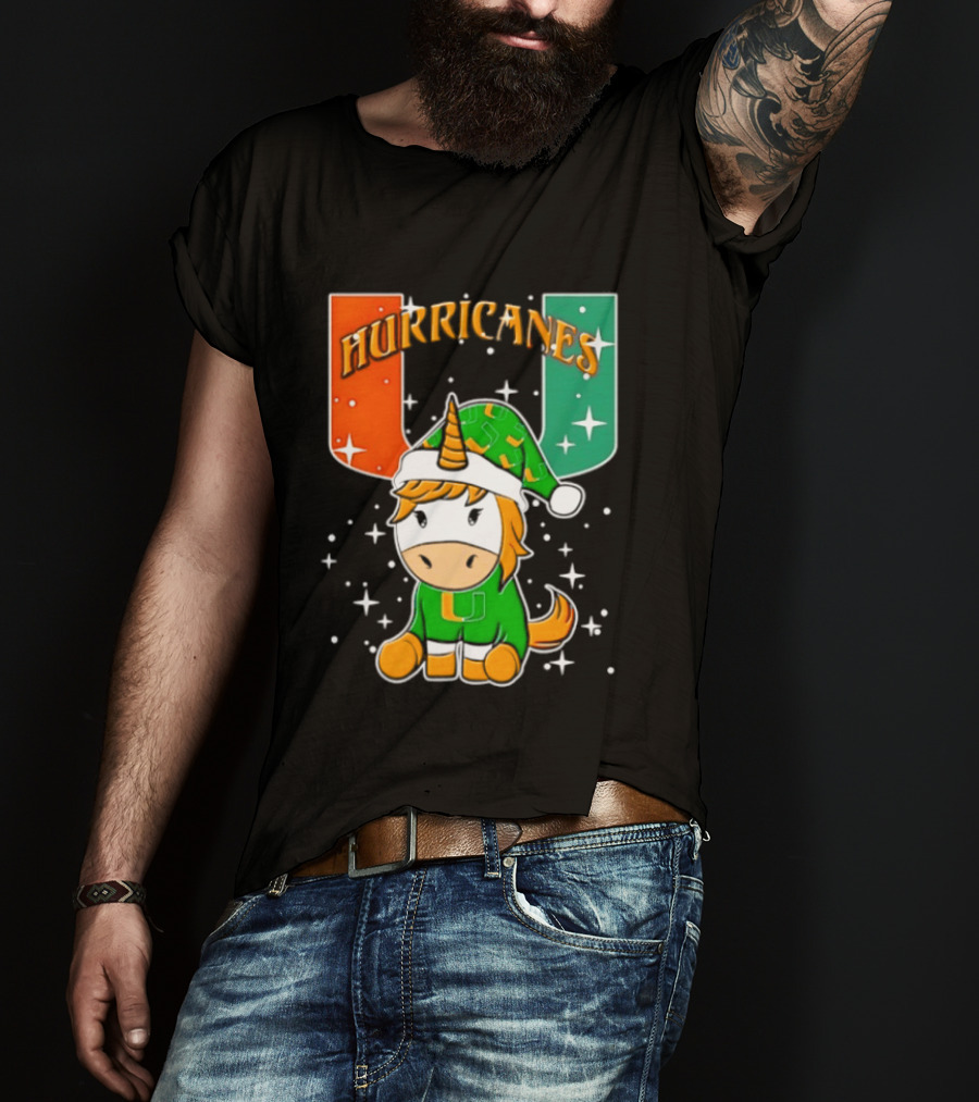 Unicorn Miami Hurricanes NCAA Christmas 2026 T-Shirt