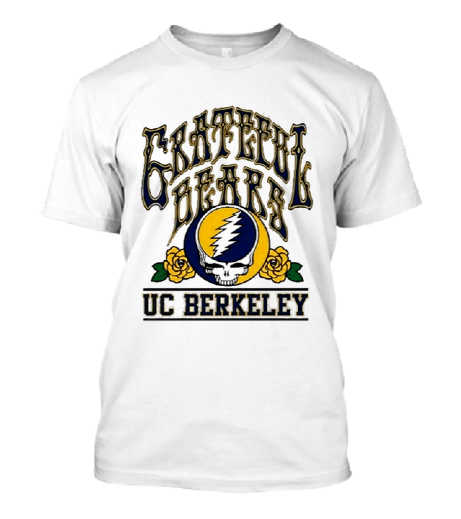 Grateful Bears Skull And Lightning Bolt Roses UC Berkeley T-Shirt