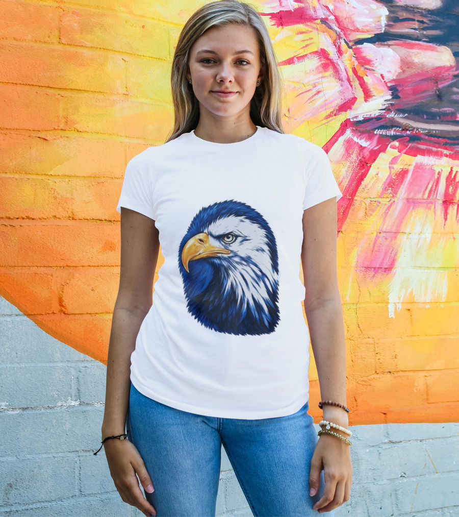 Daisy Edgar Jones Eagle Raglan Blue And White Bird T-Shirt