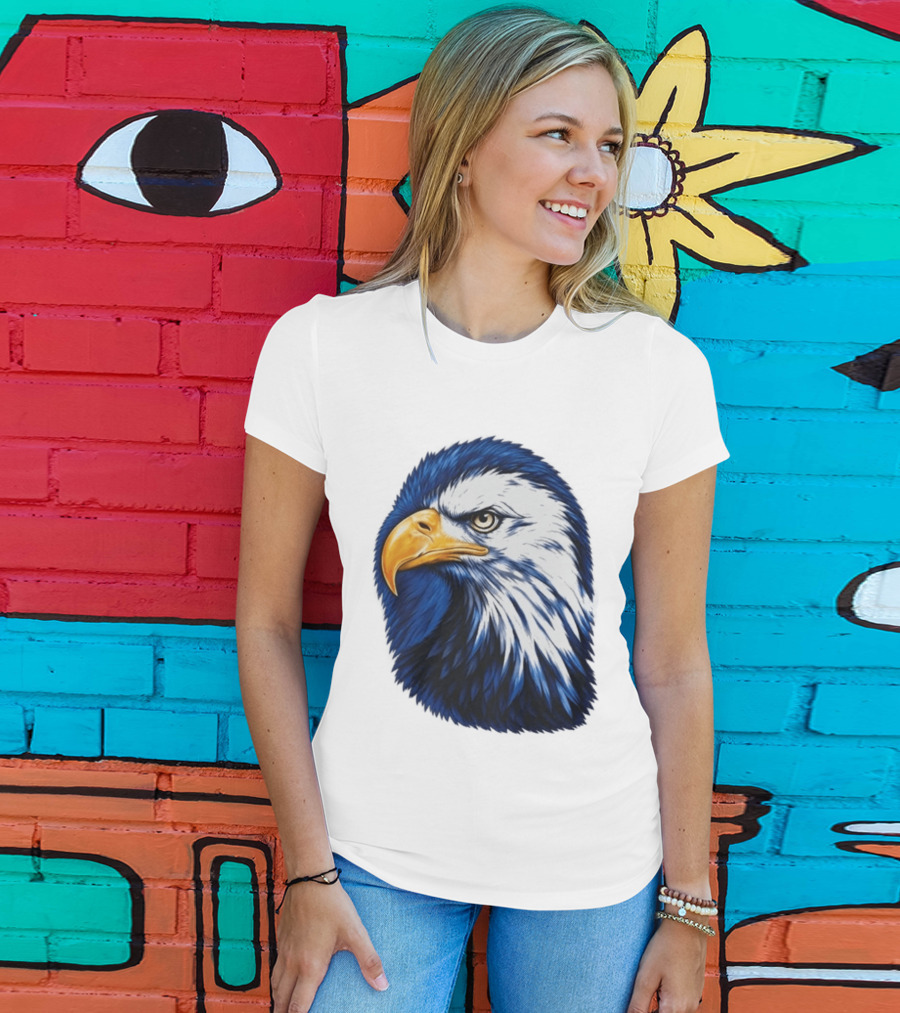 Daisy Edgar Jones Eagle Raglan Blue And White Bird T-Shirt