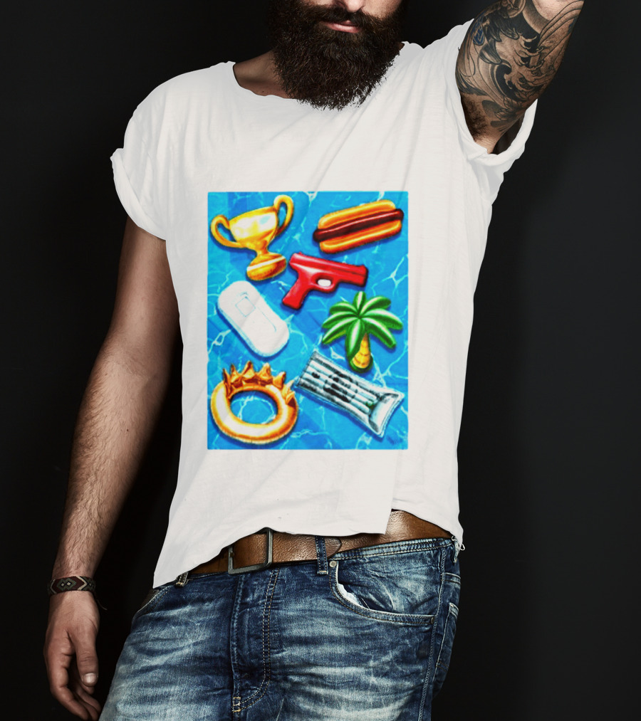 The Wynwood Walls Shop Store Leon Keer Trophy Hotdog Palm Gun Newspaper Seven Sins T-Shirt