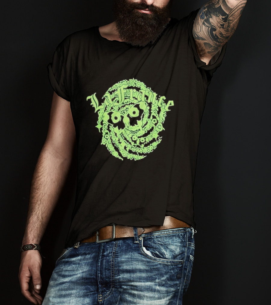 La France Green Skull Floral T-Shirt