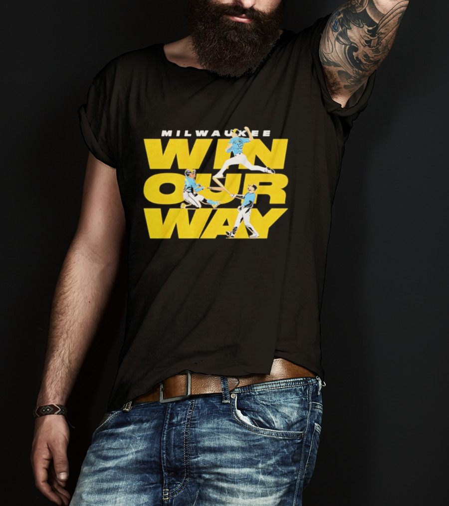 Milwaukee Win Our Way Baseball Stack T-Shirt