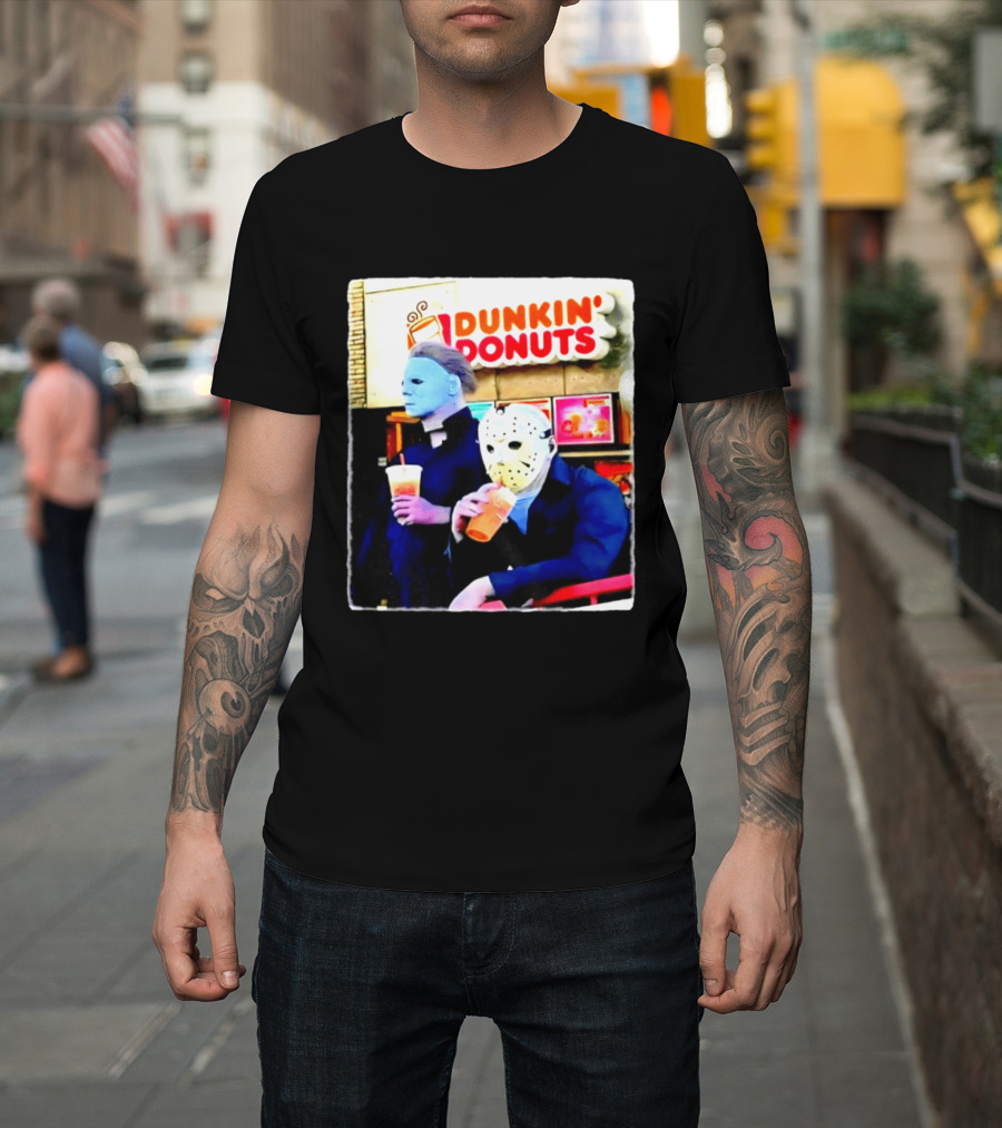 Dunkin Donuts Halloween 2026 Michael Myers Jason Voorhees Meme T-Shirt