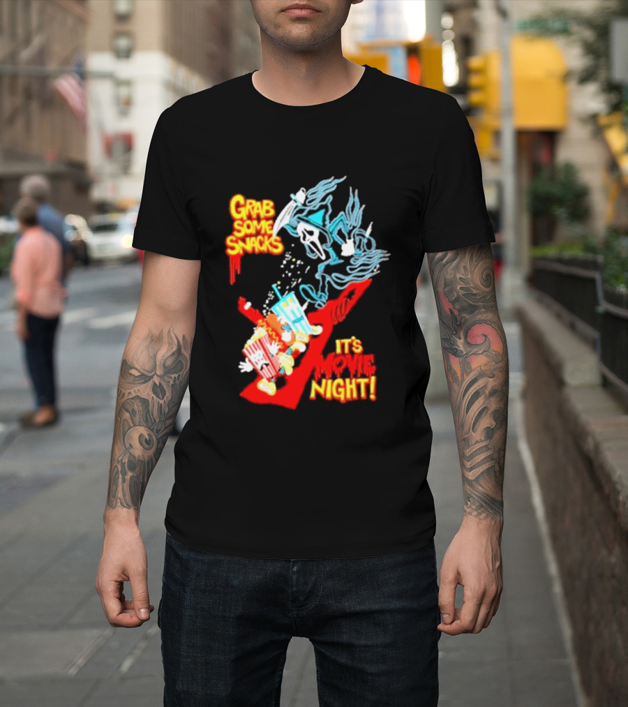 Grab Some Snacks Ghostface It's Movie Night Scream Halloween 2026 T-Shirt
