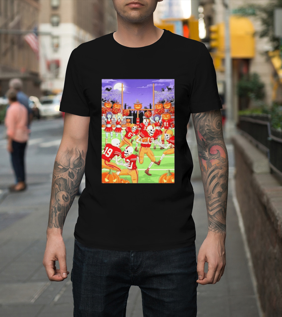 San Francisco 49ers Skeleton Zombie Halloween Football 2026 T-Shirt