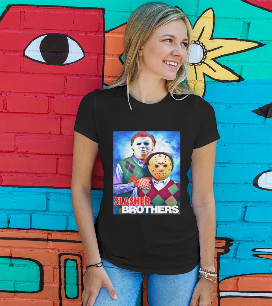 Slasher Brothers Michael Myers Jason Voorhees Halloween Meme 2026 T-Shirt