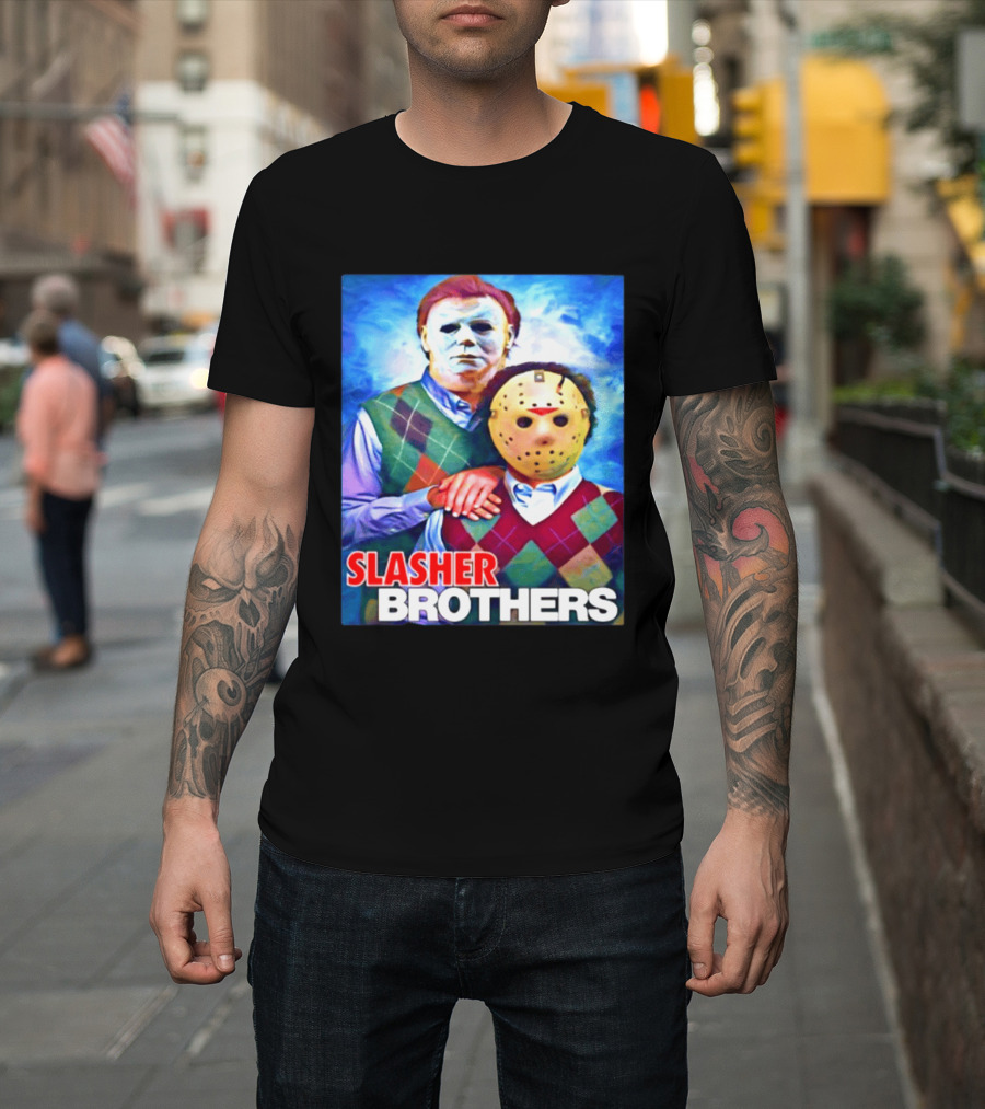 Slasher Brothers Michael Myers Jason Voorhees Halloween Meme 2026 T-Shirt