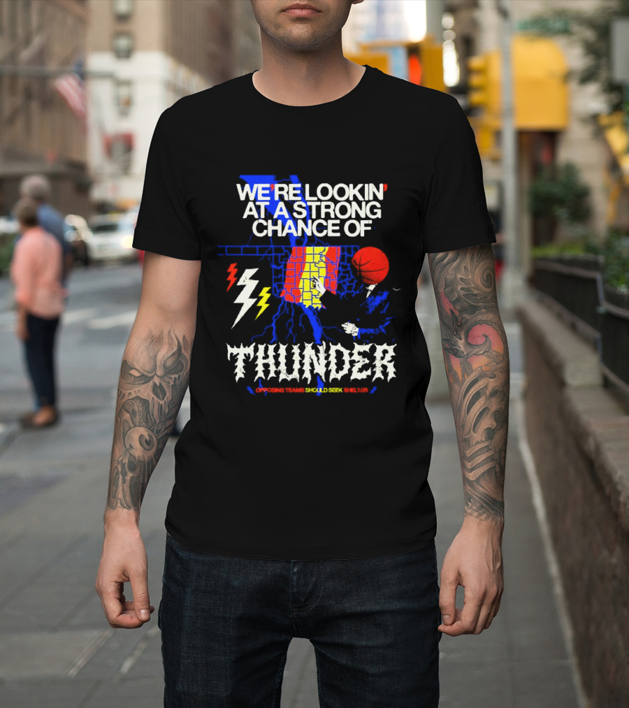 We're Lookin' At A Strong Chance Of Thunder Oklahoma Weather Map T-Shirt