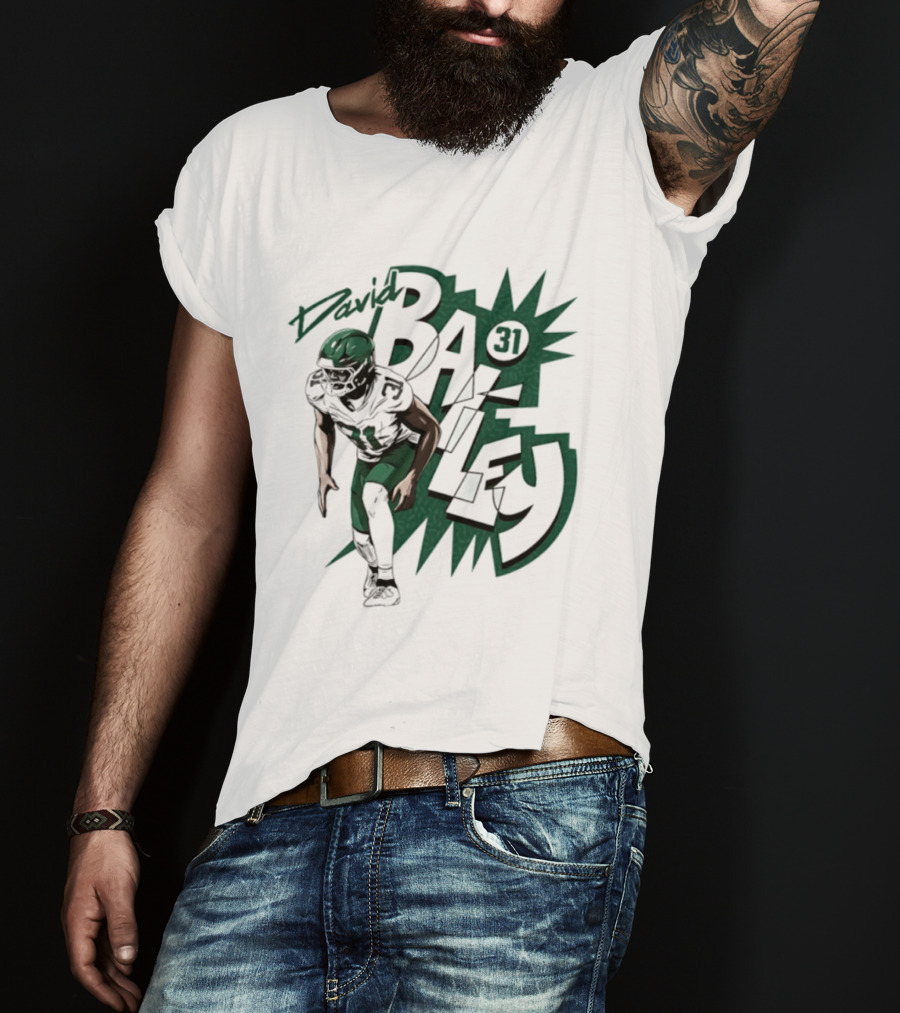David Bailey 31 New York Jets Football Player Comic T-Shirt