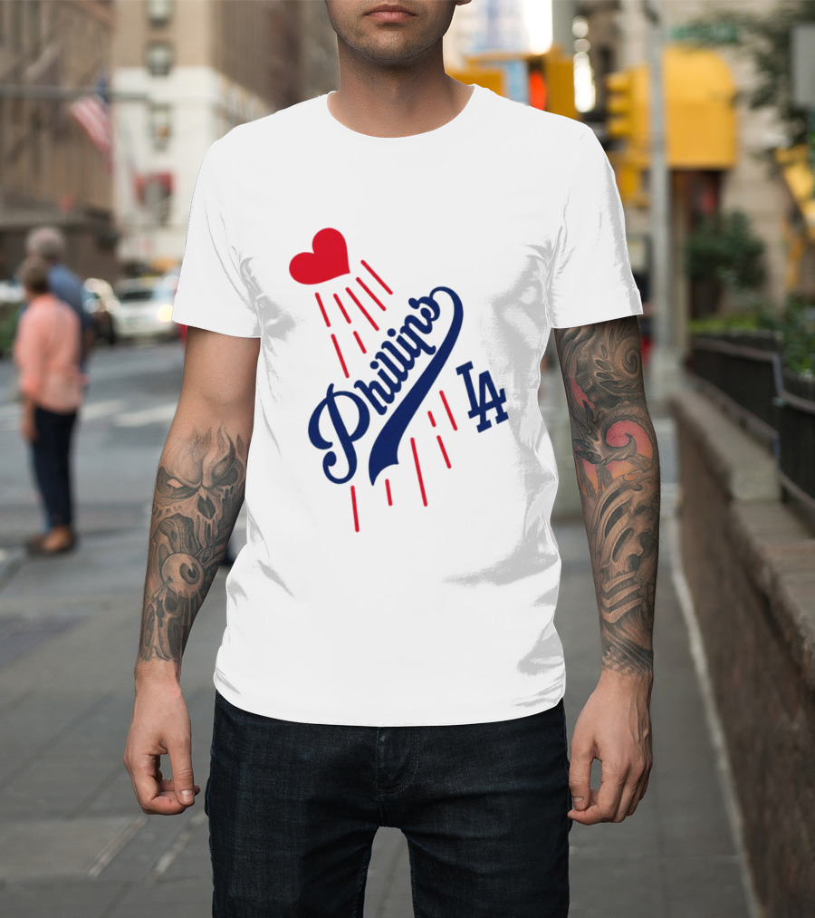 Phillies LA Love Heart Dodgers 14 T-Shirt