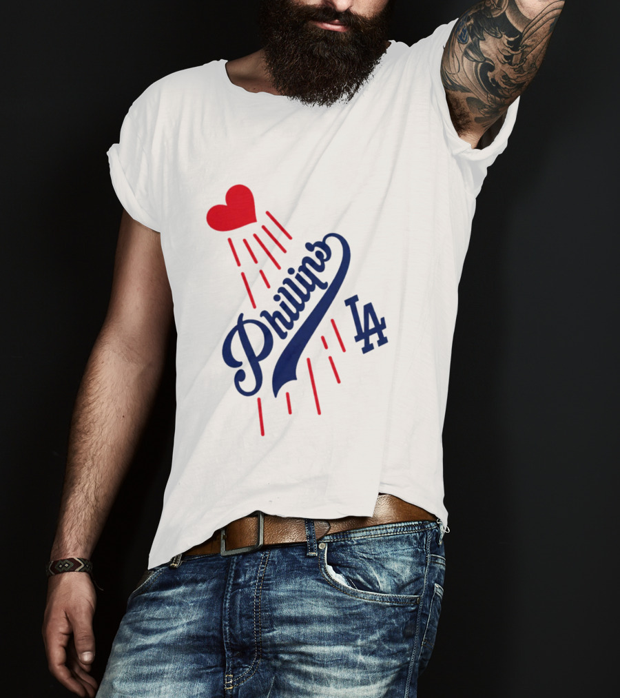 Phillies LA Love Heart Dodgers 14 T-Shirt