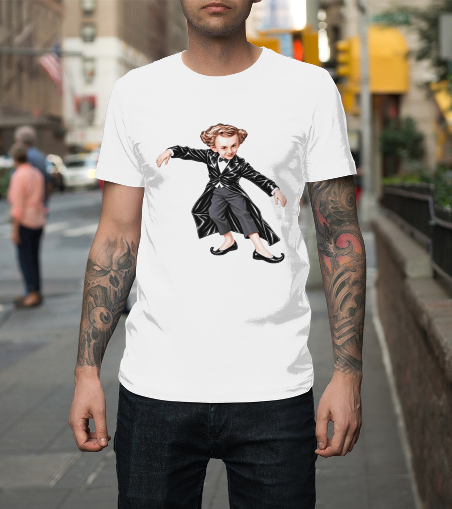 Tiptoeing Boy Black Coat Bow Tie T-Shirt