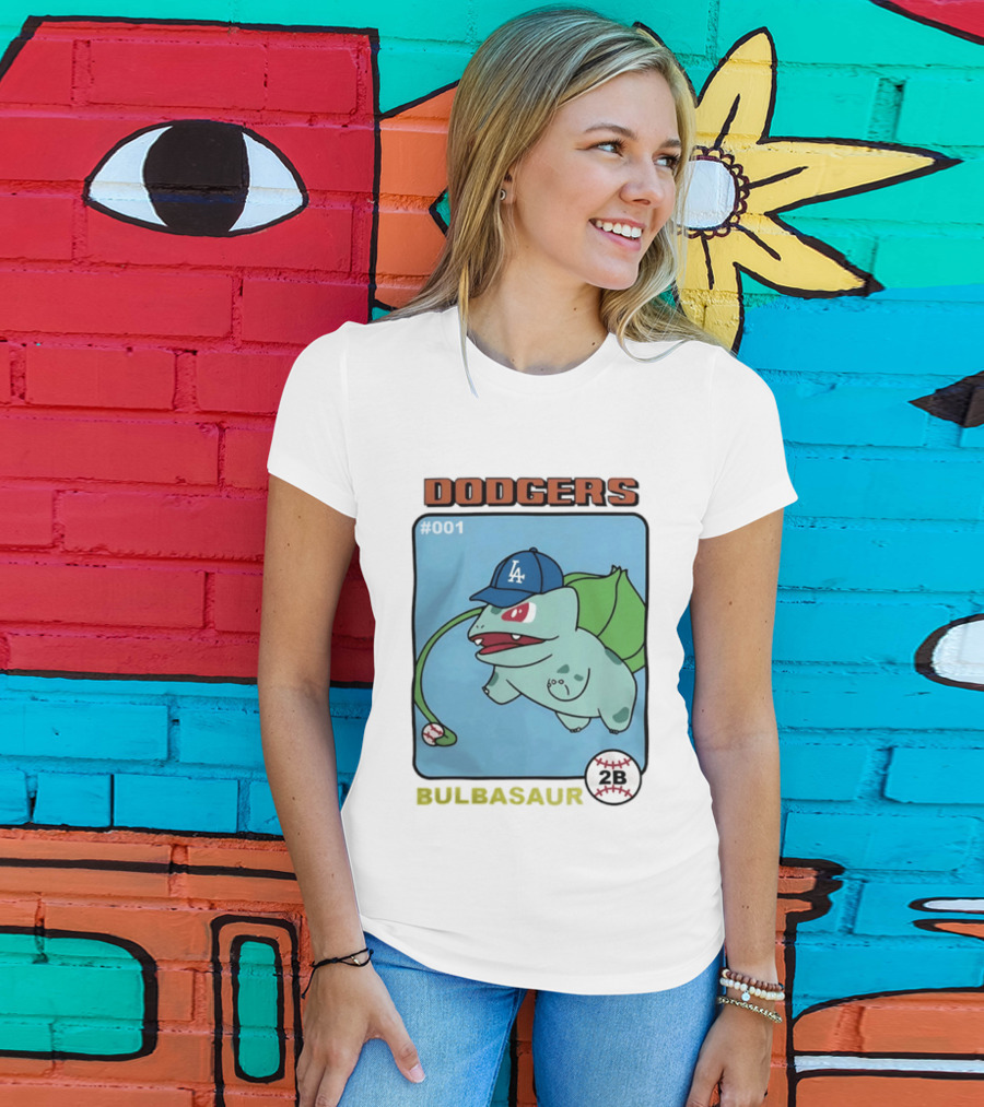 Dodgers Bulbasaur LA Baseball Anime Cartoon 2B T-Shirt