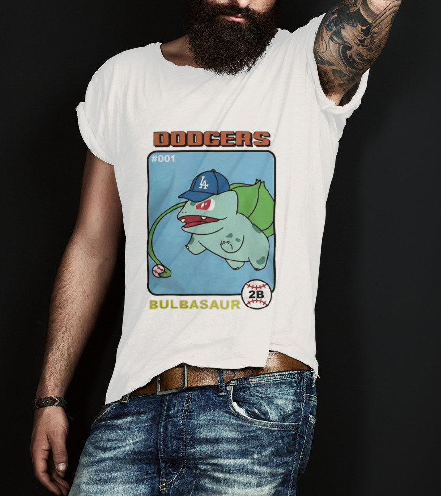 Dodgers Bulbasaur LA Baseball Anime Cartoon 2B T-Shirt
