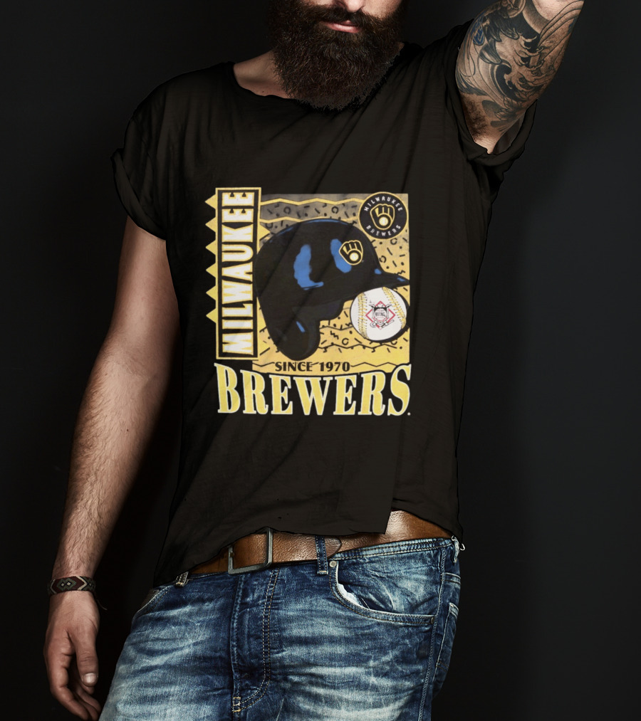 Milwaukee Brewers Baseball Helmet Since 1970 T-Shirt