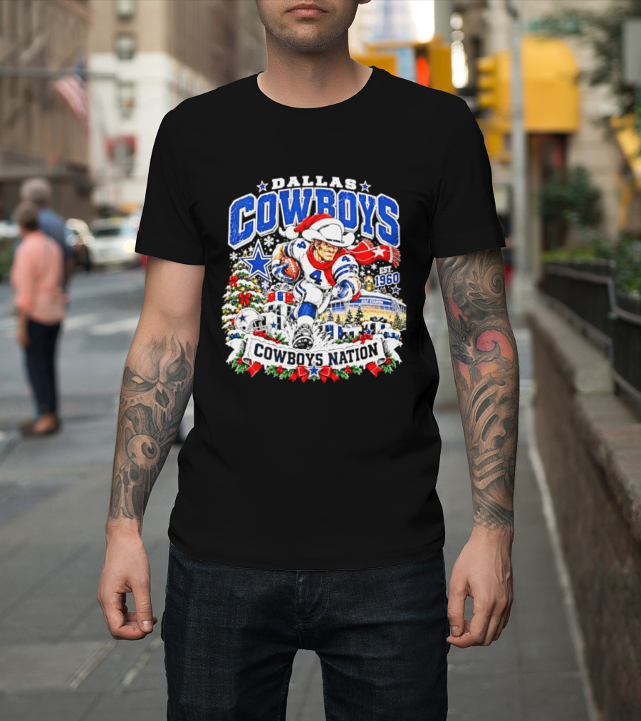 Dallas Cowboys Santa 1960 AT&T Stadium Christmas Cowboys Nation T-Shirt