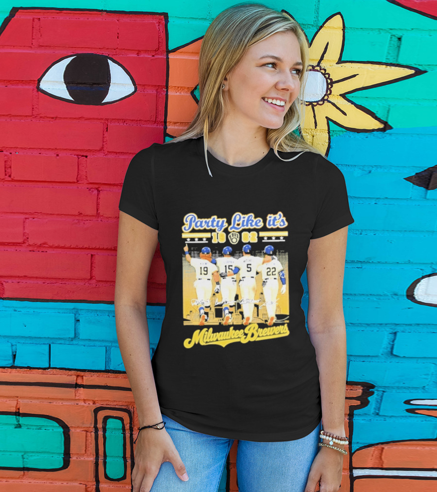 Party Like It's 1982 Milwaukee Brewers City Skyline Signatures T-Shirt
