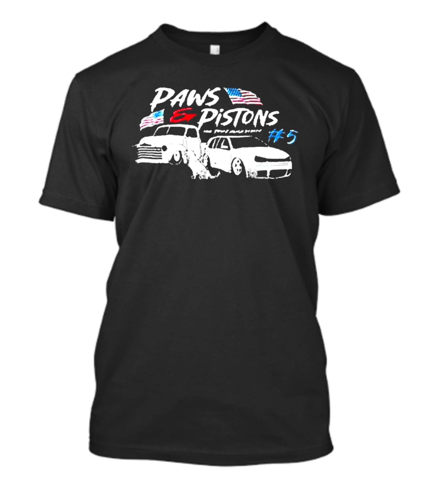 Paws And Pistons American Flag Cars #5 T-Shirt