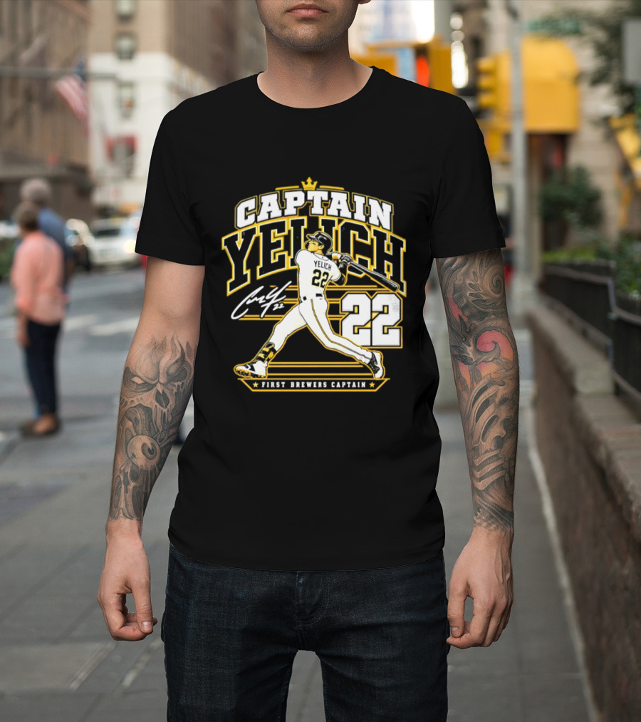 Captain Yelich 22 First Brewers Captain Milwaukee Brewers T-Shirt