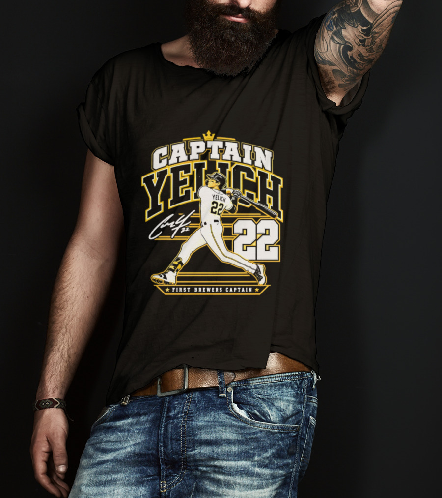 Captain Yelich 22 First Brewers Captain Milwaukee Brewers T-Shirt