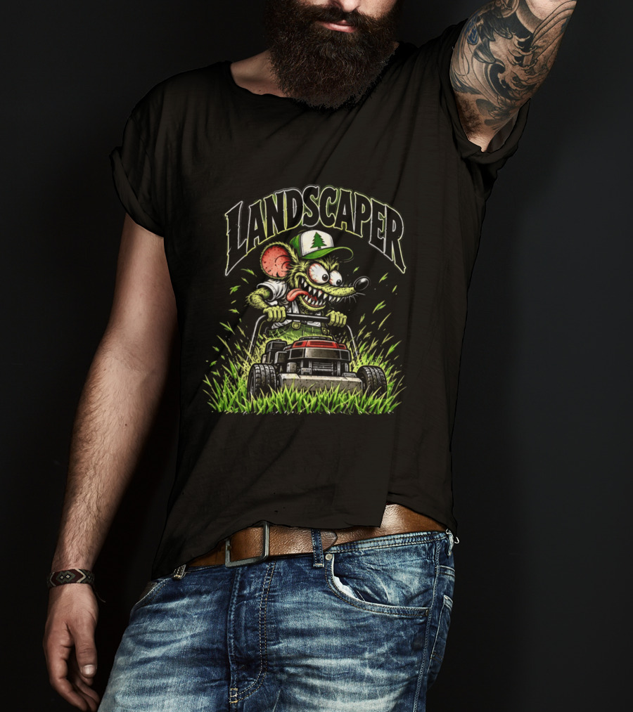 Rat Fink Landscaper Enthusiast Mowing My Way Through Life Lawn Care Lovers T-Shirt