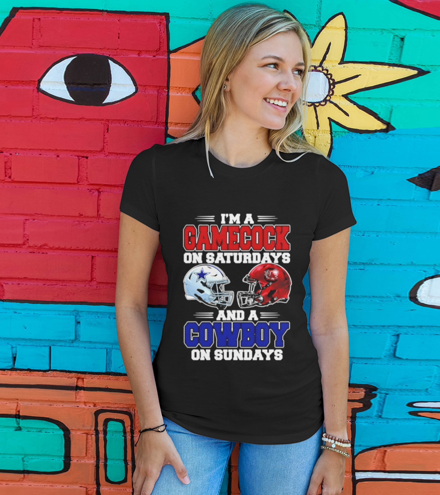 I'm A Gamecock On Saturdays And A Cowboy On Sundays Helmet Rivalry 2026 T-Shirt