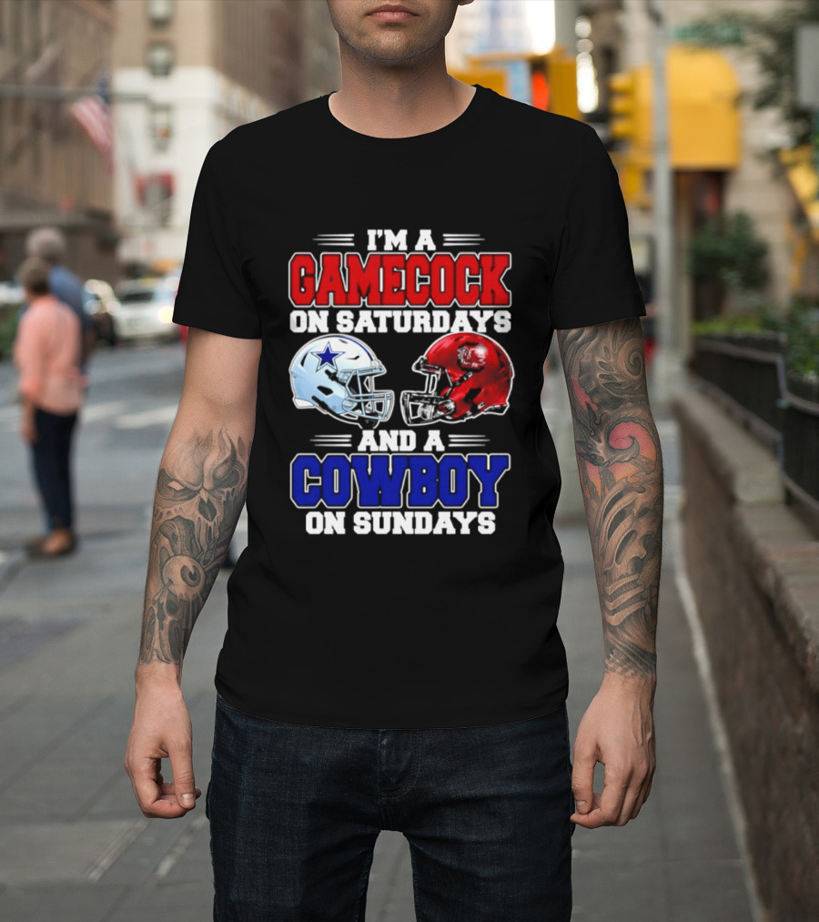I'm A Gamecock On Saturdays And A Cowboy On Sundays Helmet Rivalry 2026 T-Shirt