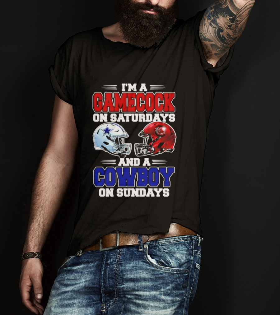 I'm A Gamecock On Saturdays And A Cowboy On Sundays Helmet Rivalry 2026 T-Shirt