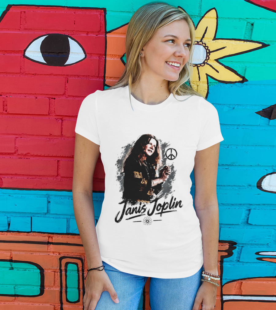 Janis Joplin Peace Sign Flower Rock Legend T-Shirt
