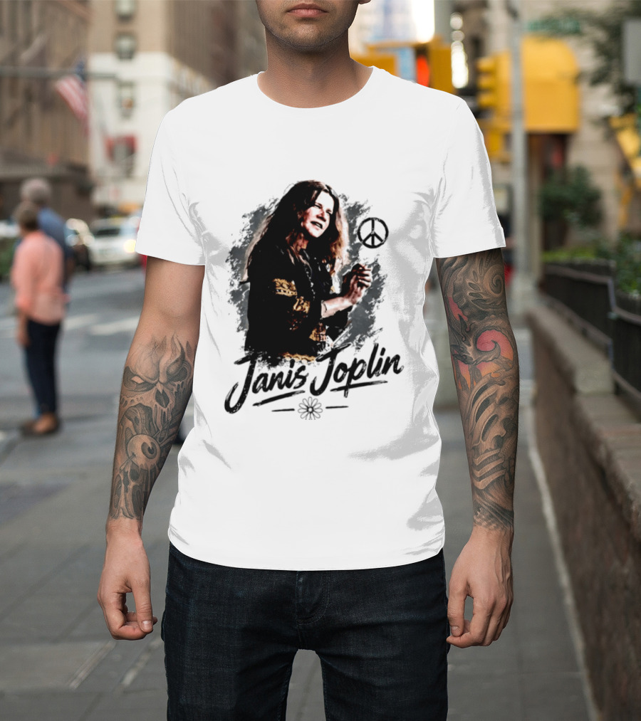Janis Joplin Peace Sign Flower Rock Legend T-Shirt