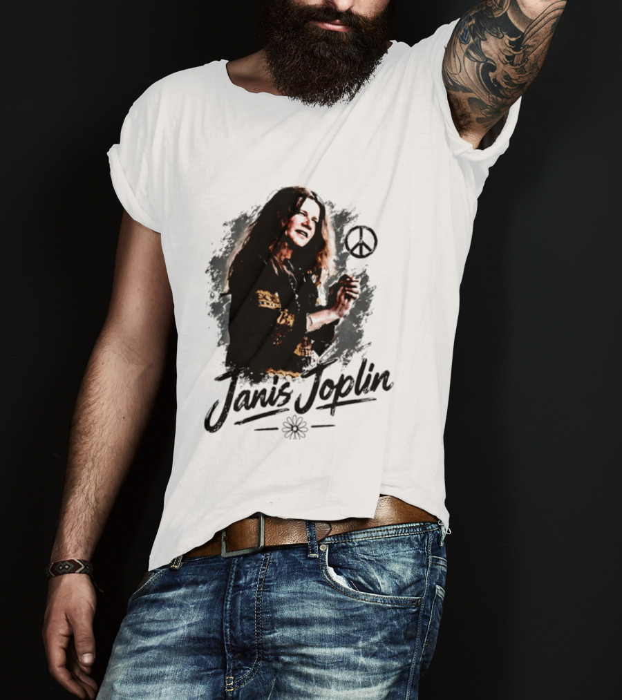 Janis Joplin Peace Sign Flower Rock Legend T-Shirt