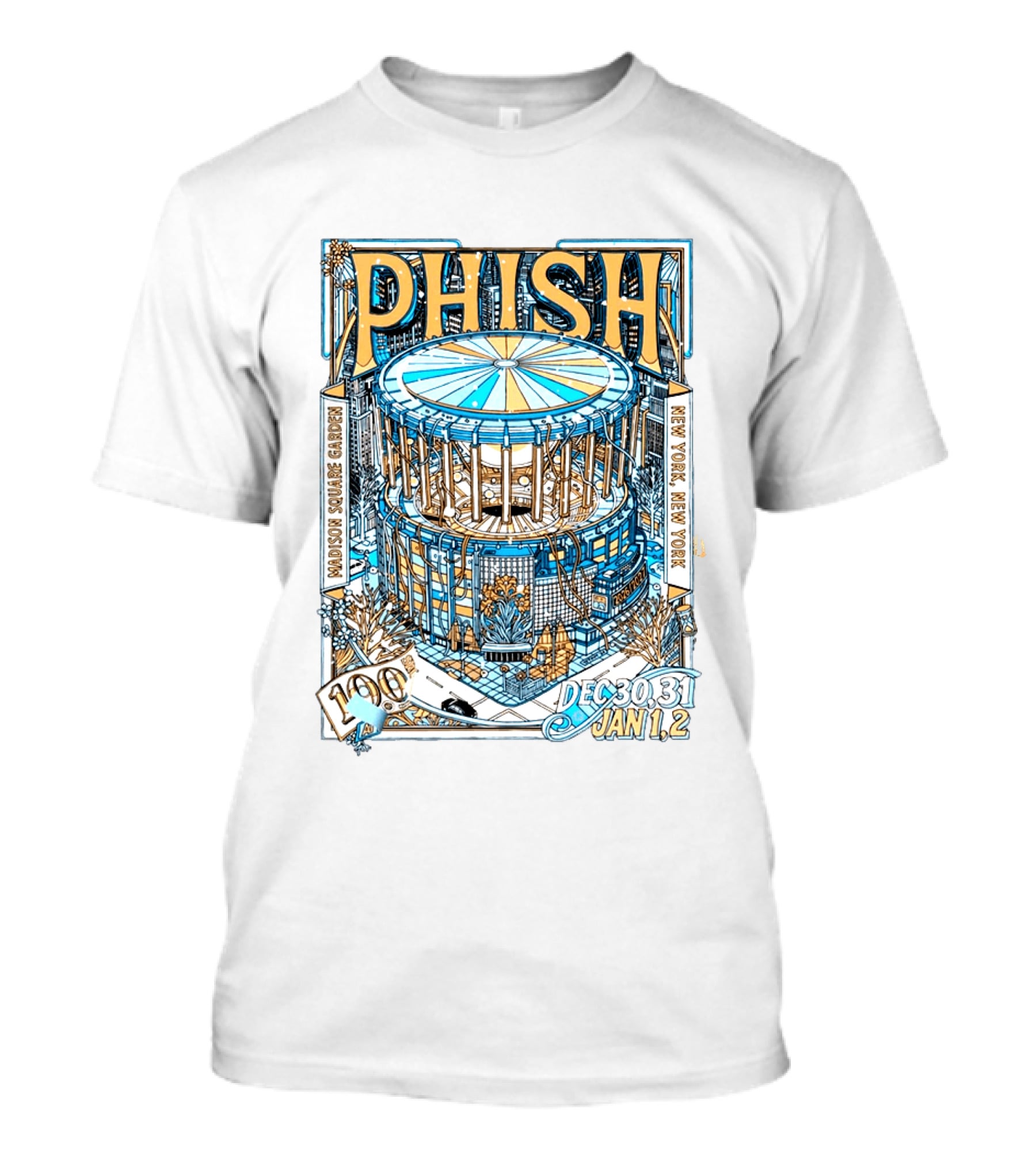 Phish 100 Shows Madison Square Garden New York December 30 31 2026 January 1 2 2027 Event T-Shirt
