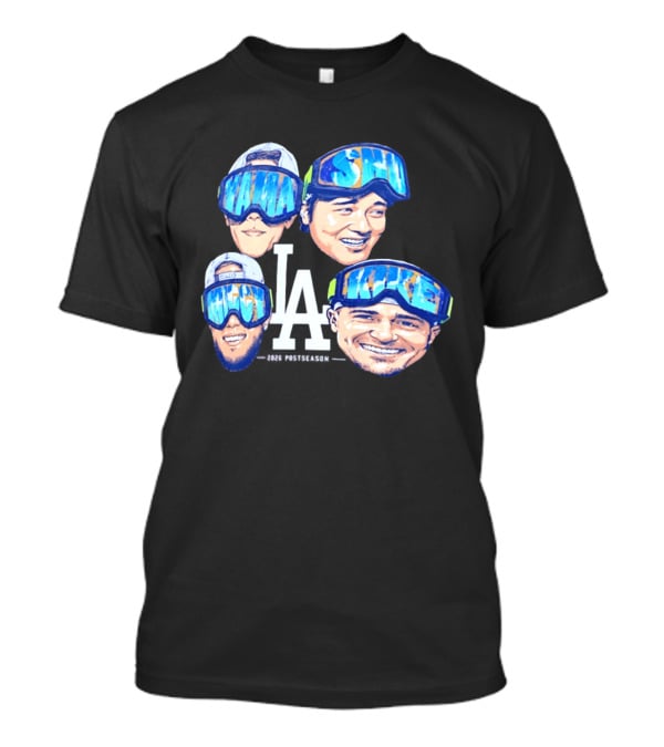 Los Angeles Dodgers 2026 Postseason Big Head LA Goggles MAMA SMILE MIKE T-Shirt