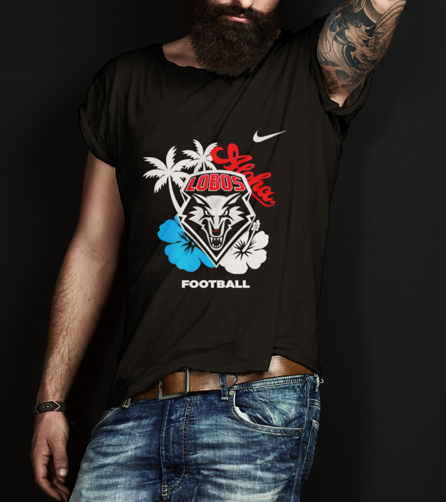 New Mexico Lobos Football Aloha 2026 Nike Tropical Palm Hibiscus T-Shirt