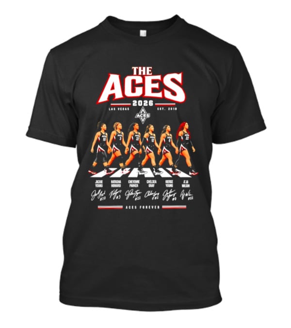 The Aces 2026 Las Vegas Team Abbey Road Aces Forever Signatures T-Shirt