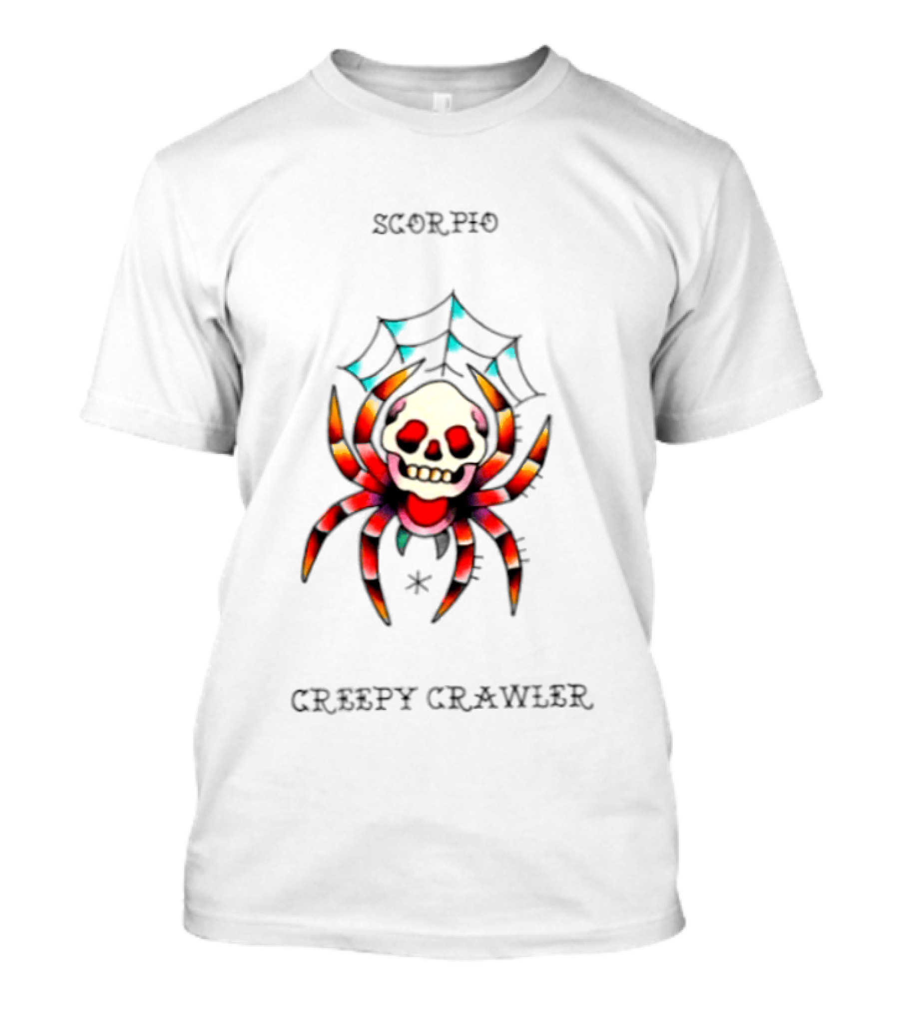 Scorpio Creepy Crawler Spider Skull Zodiac Web T-Shirt
