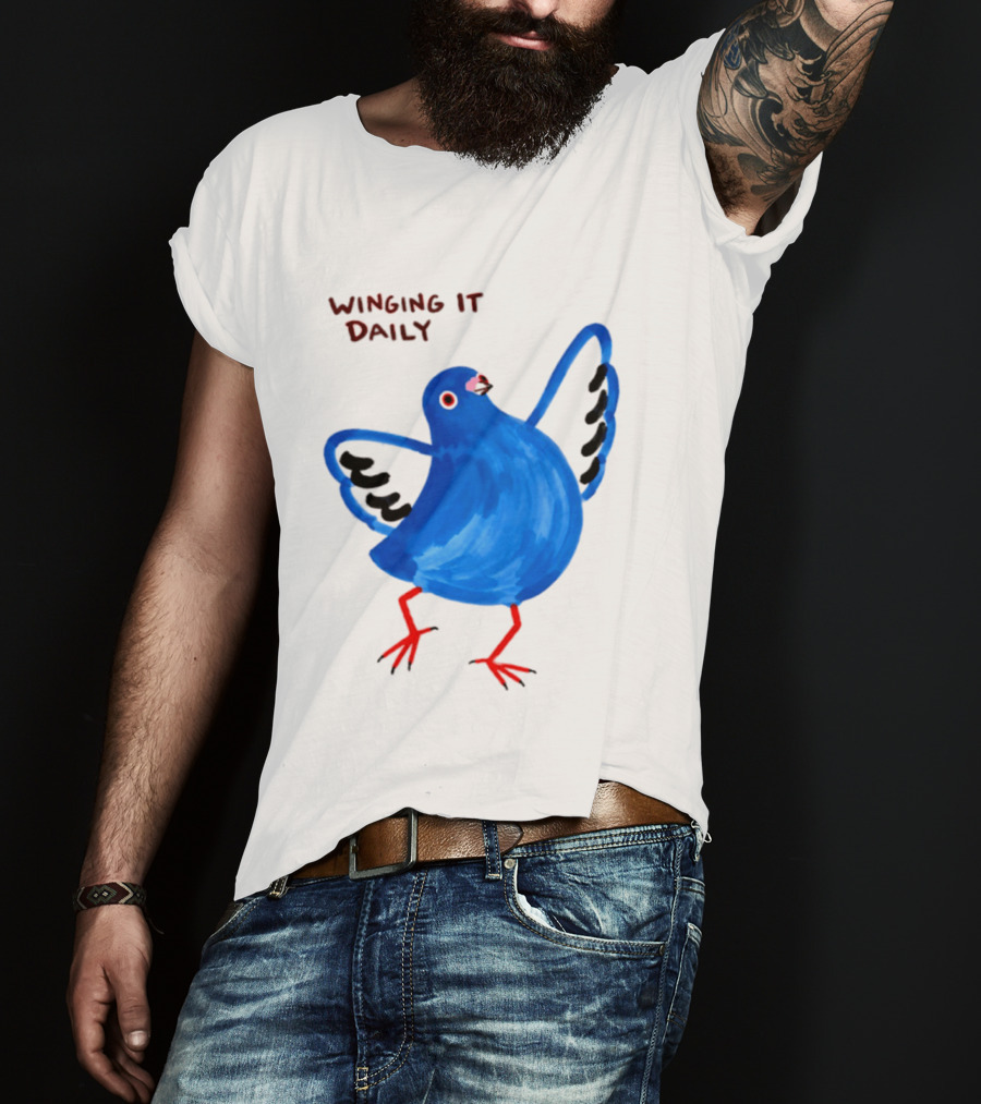 Winging It Daily Pigeon Cartoon Bird T-Shirt