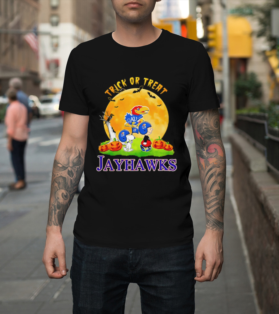 Kansas Jayhawks Peanuts Trick Or Treat Halloween Abbey Road 2026 T-Shirt