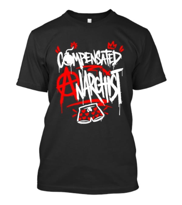 Compensated Anarchist With Bomb And Heart Shorts Graffiti Style Anarchism T-Shirt