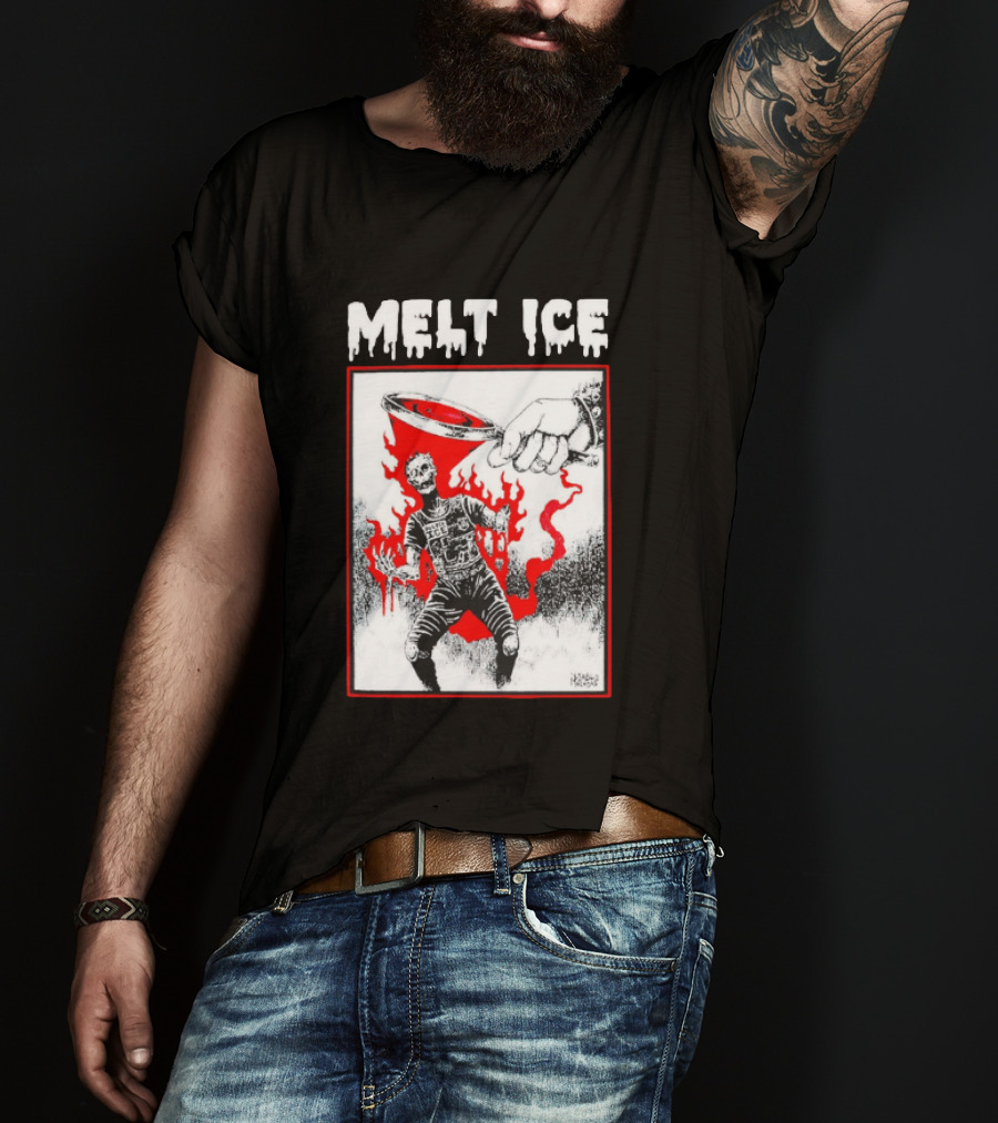 Melt ICE Anti Enforcement Art Black Melting Officer T-Shirt