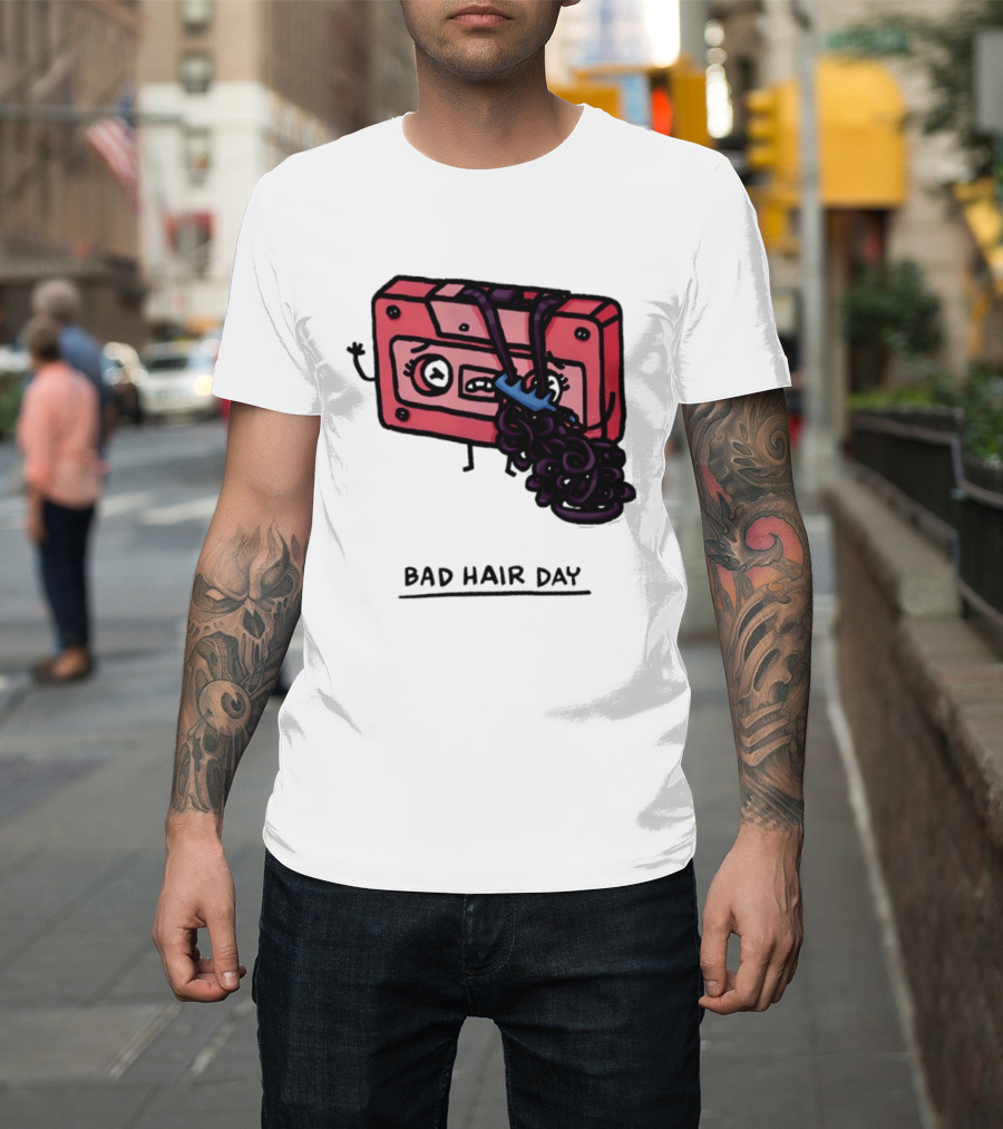 Bad Hair Day Cassette Tape Music Humor Retro 90s T-Shirt