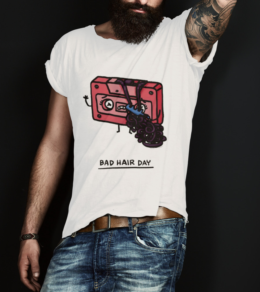 Bad Hair Day Cassette Tape Music Humor Retro 90s T-Shirt