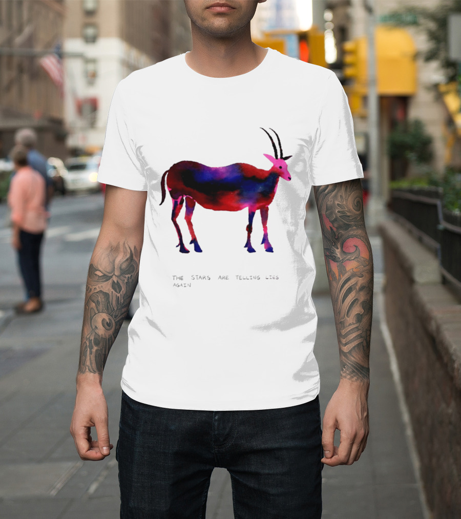 The Stars Are Telling Lies Again Astrology Watercolor Goat T-Shirt