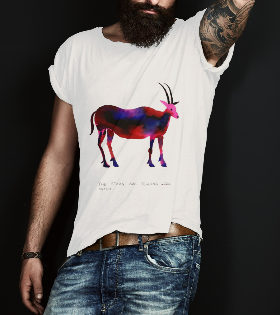 The Stars Are Telling Lies Again Astrology Watercolor Goat T-Shirt