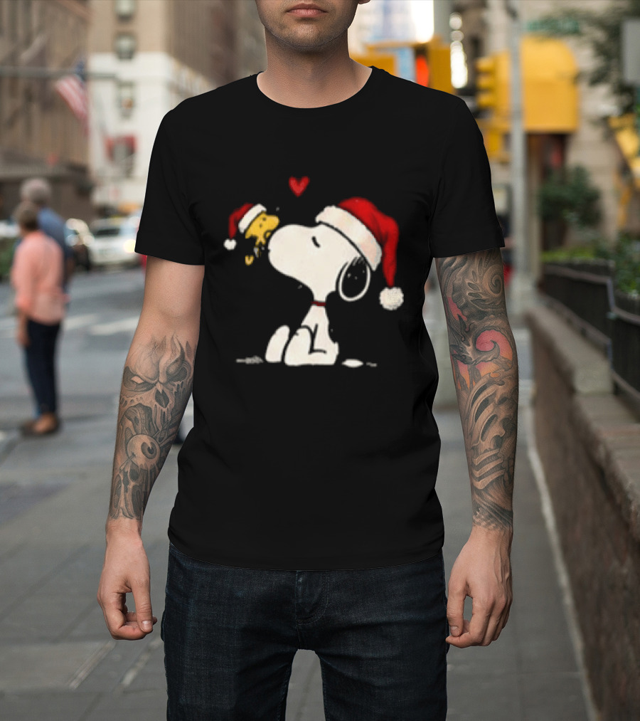 Snoopy Santa Hat Most Likely To Get Caught Kissing For Snoopy Lovers T-Shirt