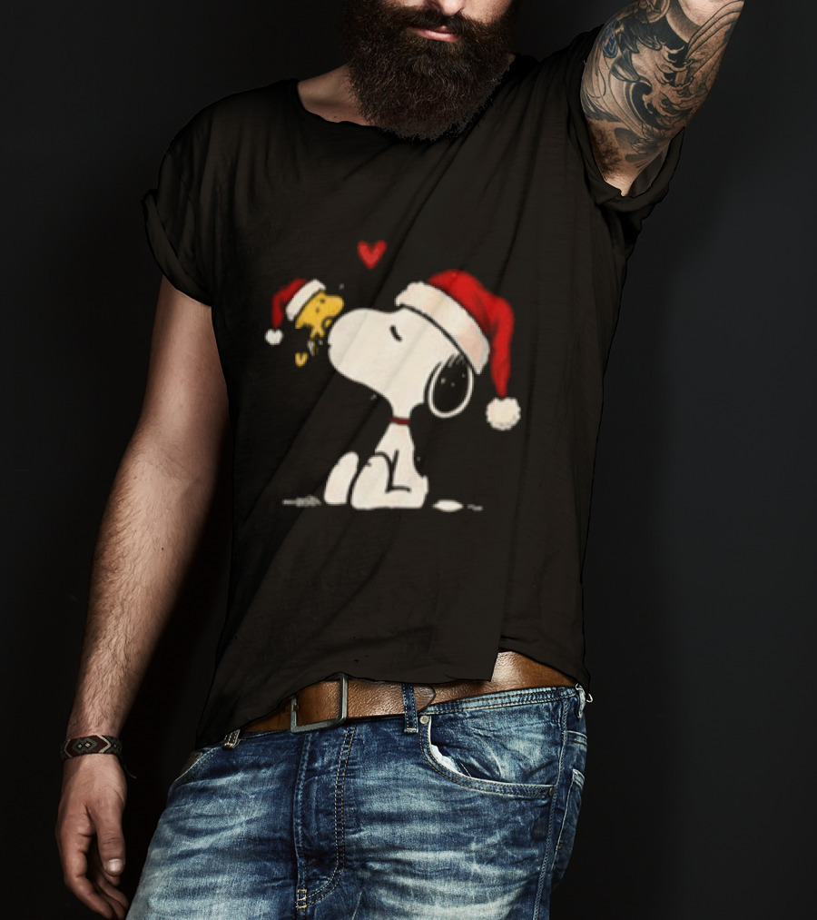 Snoopy Santa Hat Most Likely To Get Caught Kissing For Snoopy Lovers T-Shirt