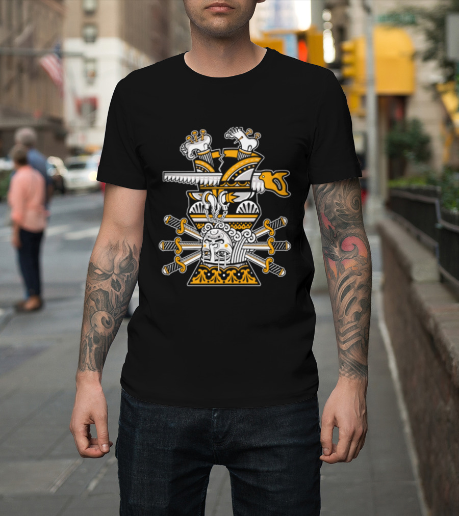 Surreal Face With Handcuffs Daggers And Chains T-Shirt