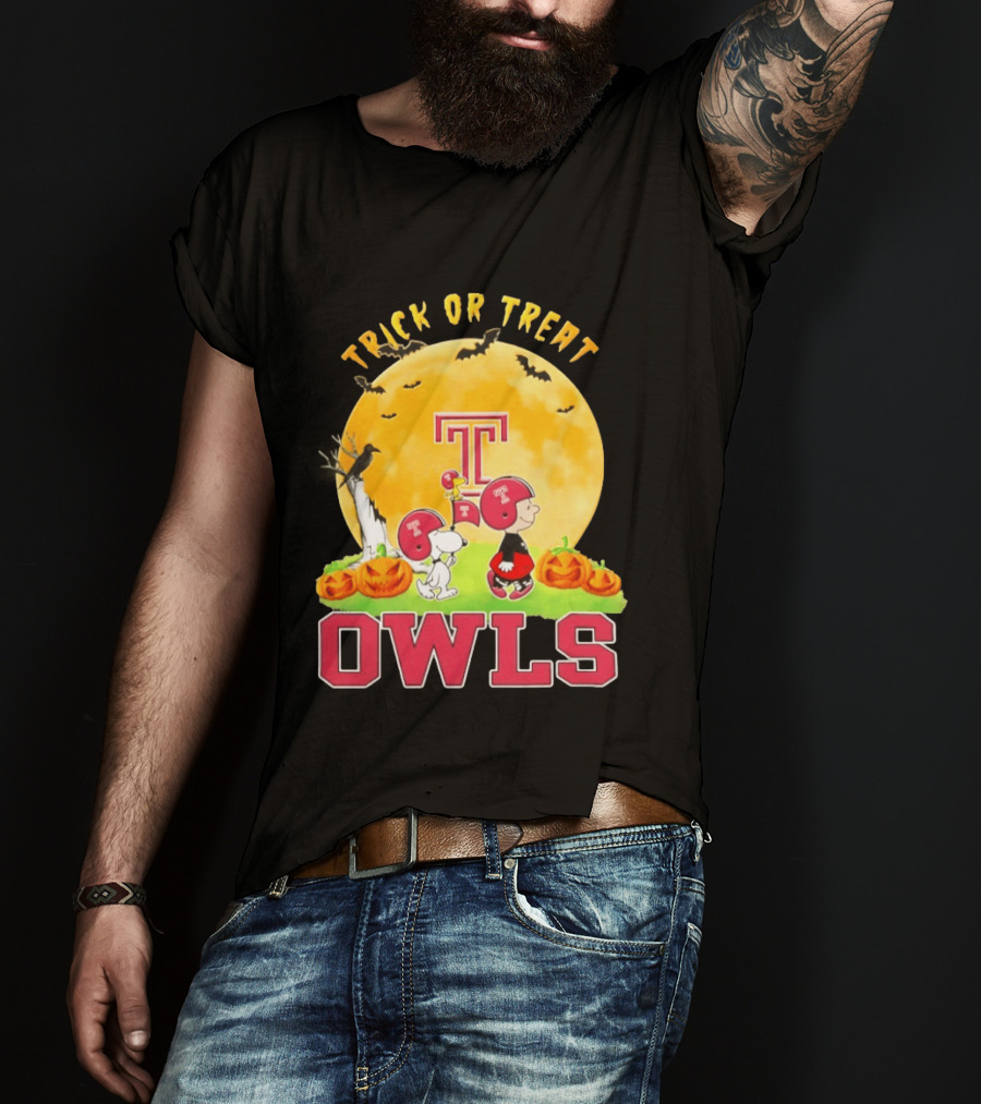 Temple Owls Peanuts Trick Or Treat Abbey Road Halloween T-Shirt