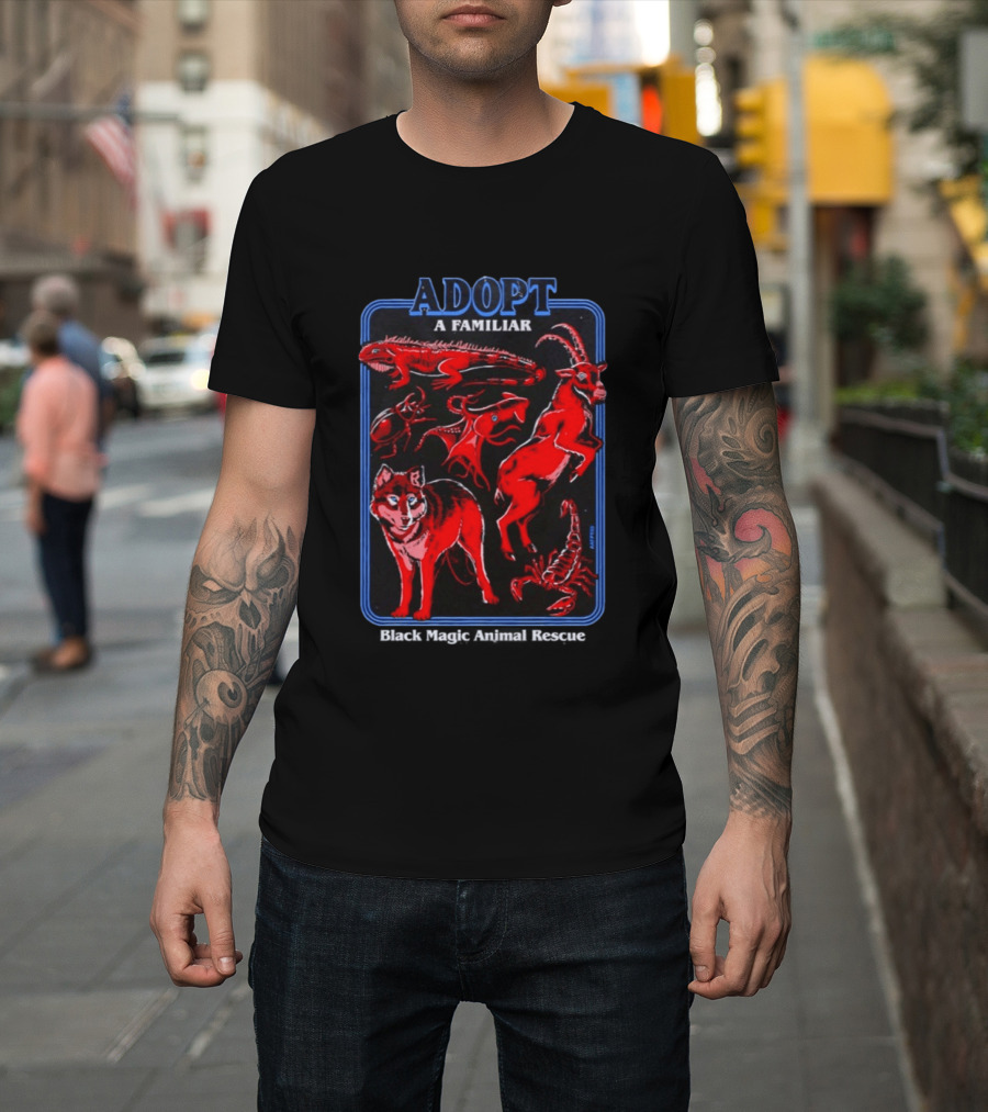 Adopt A Familiar Wolf Black Magic Animal Rescue T-Shirt